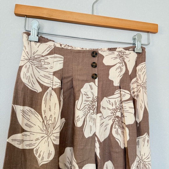 Sienna Sky Tan Floral Wide Leg Maxi Skirt Palazzo Pants Linen Size M - Picture 6 of 12